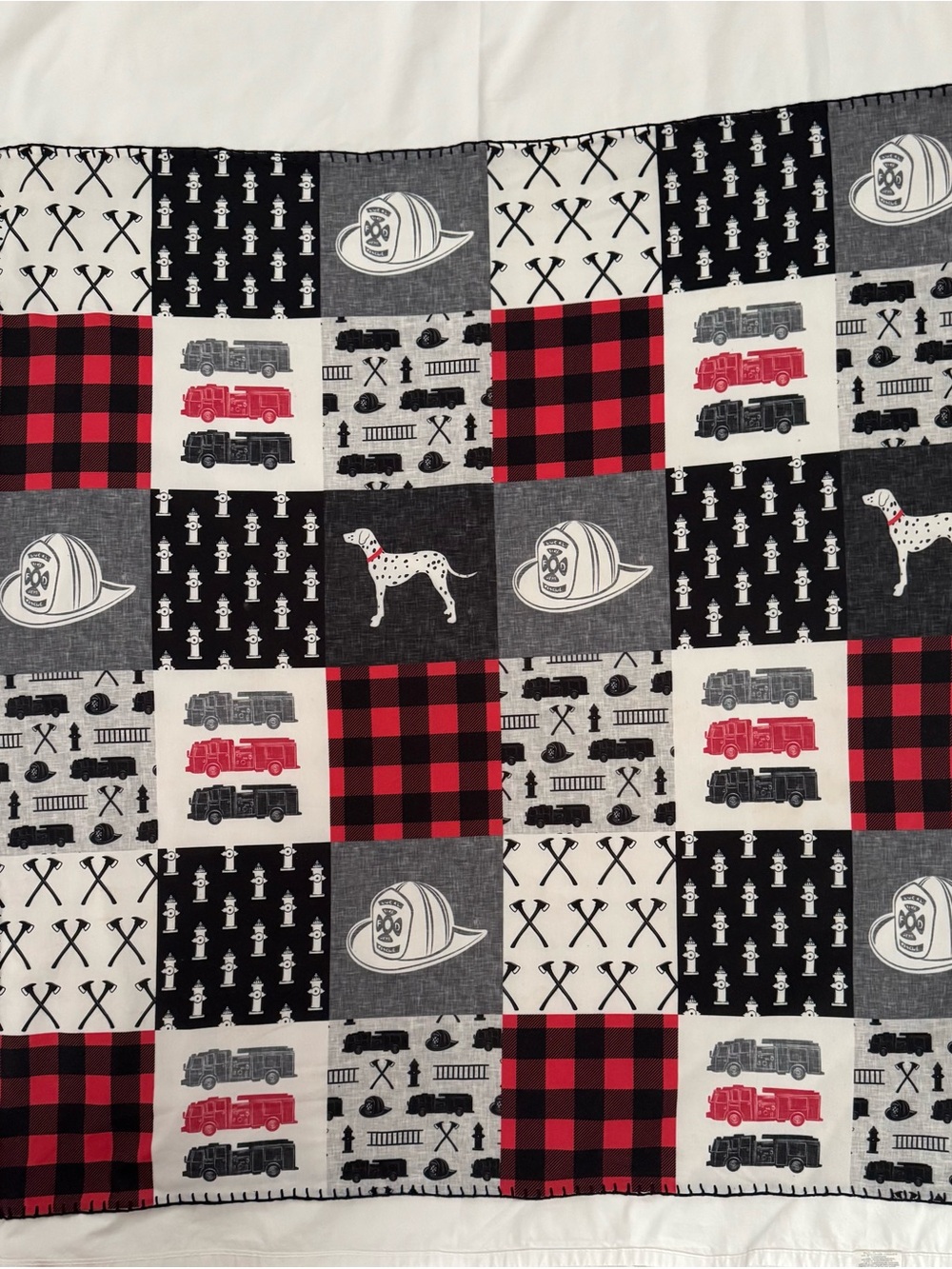 Gorgeous Firefighter Theme Faux-Patchwork Multi-Use Square Cloth 🚒